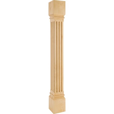 HARDWARE RESOURCES 5" Wx5"Dx42"H Rubberwood Fluted Post P27-5-42-RW
